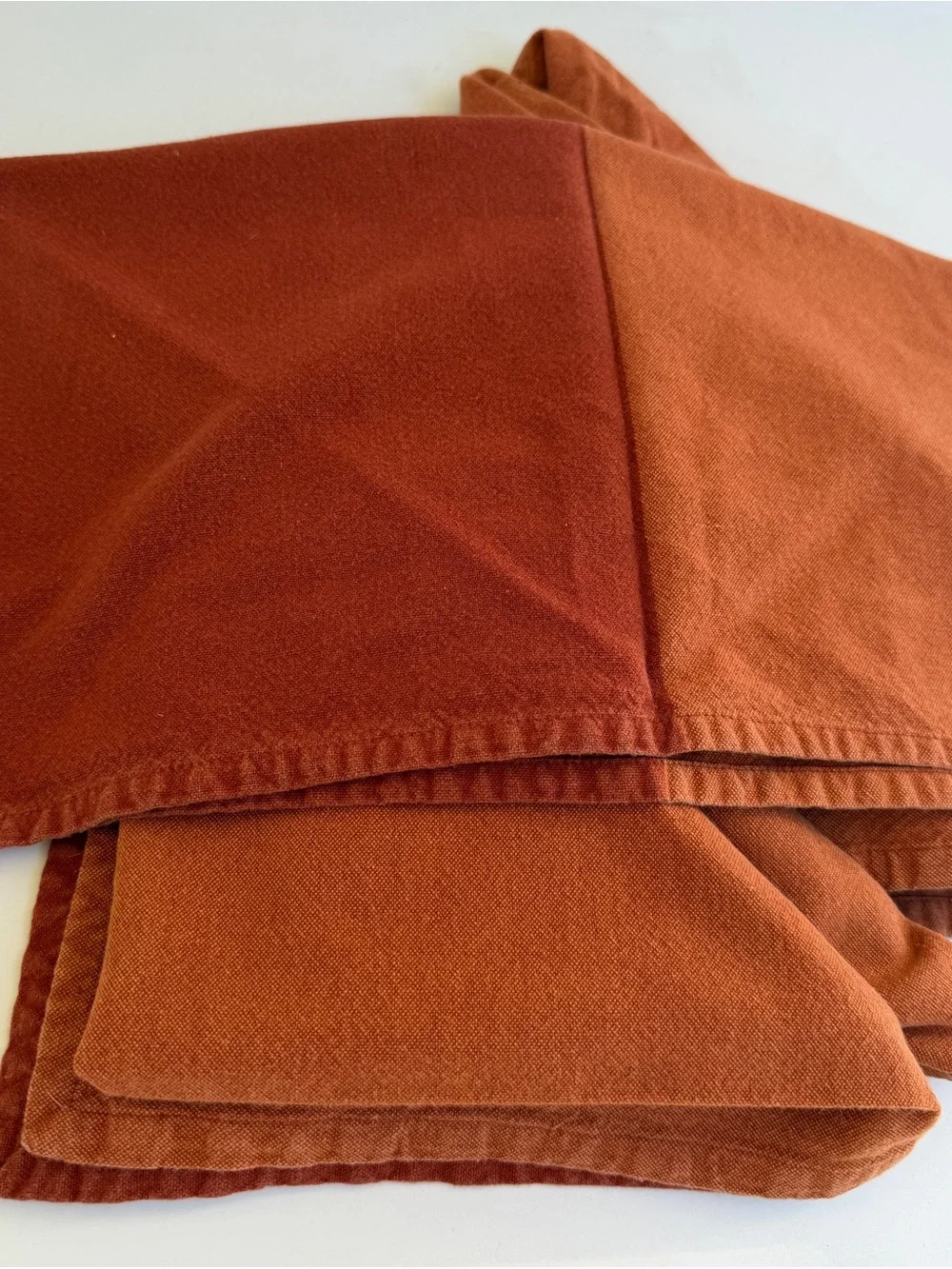 Dual-Shade Orange Cotton Napkins - Rust & Tangerine, Set of 8